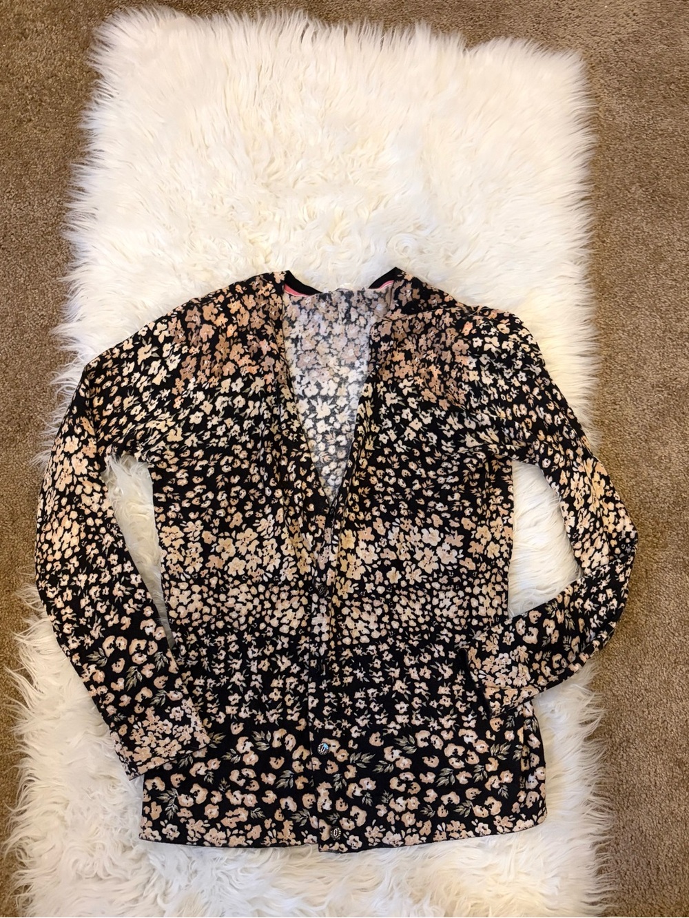 Ditsy Floral Print Long Sleeve Cardigan